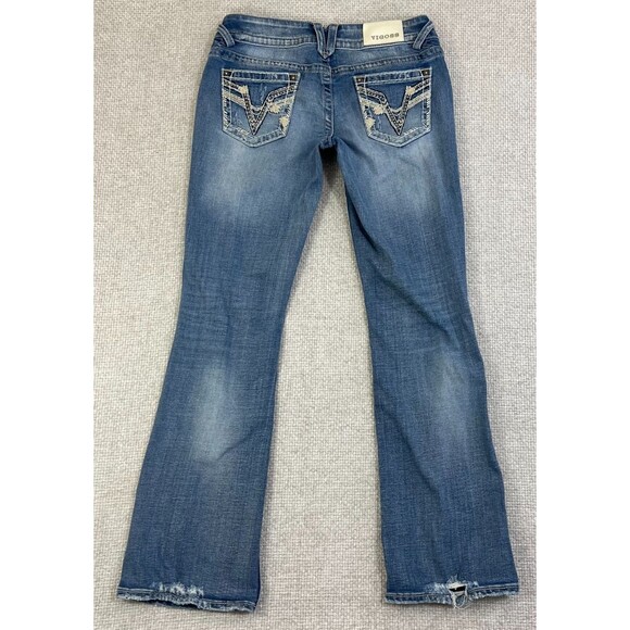 Vigoss Jeans The Chelsea Boot Cut Women's Size 7/8 Stretch Distressed Blue Denim - Picture 3 of 15